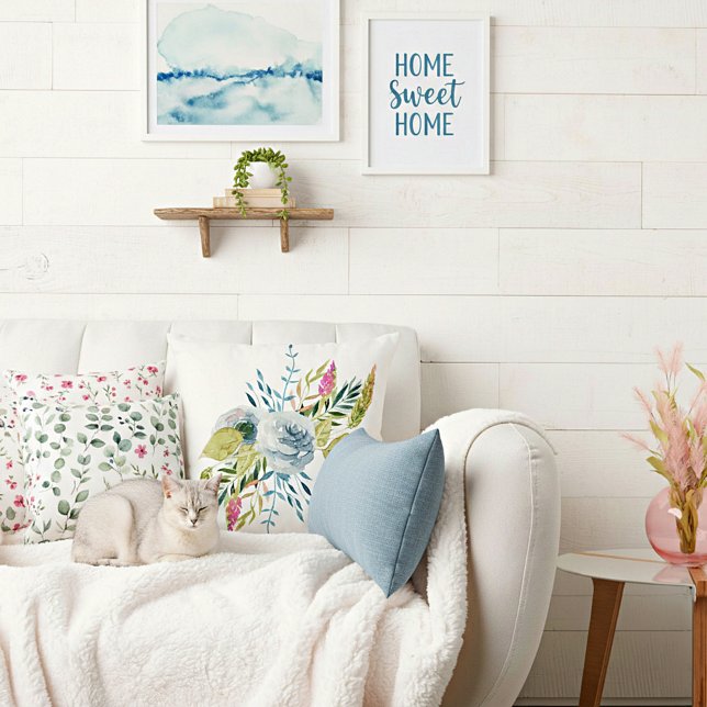 Blauwe waterverf kussen (Creator heeft geüpload)