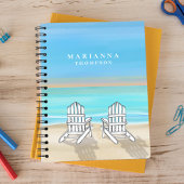 Blauwe Waterverf kust gepersonaliseerd Notitieboek