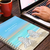 Blauwe Waterverf kust gepersonaliseerd Notitieboek