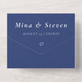 Blauwe waterverf Kustoceaan Strand bruiloft All In One Uitnodiging (Achterkant)