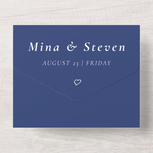 Blauwe waterverf Kustoceaan Strand bruiloft All In One Uitnodiging (Achterkant)