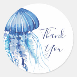 Blauwe Waterverf kwal Dank u Sticker