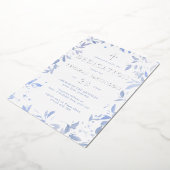 Blauwe Waterverf laat Baby toegewezen en slaafs ac Folie Uitnodiging (Gedraaid)