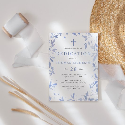 Blauwe Waterverf laat Baby toegewezen en slaafs ac Kaart