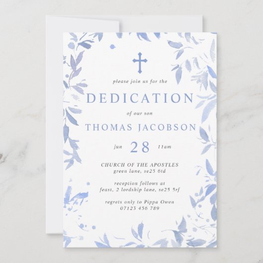 Blauwe Waterverf laat Baby toegewezen en slaafs ac Kaart (Voorkant)