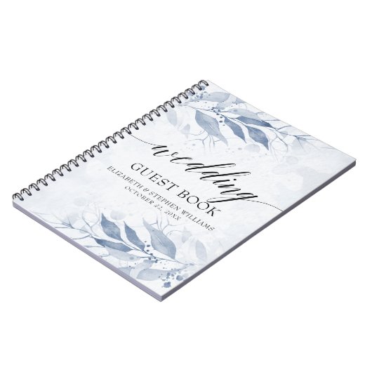 Blauwe Waterverf laat botanische bruiloft uit Notitieboek (Linkerzijde)