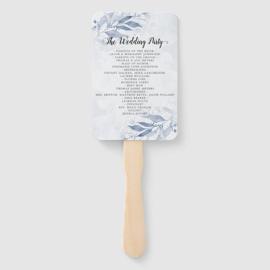 Blauwe Waterverf laat botanische weddenschappen ac Handwaaier (Achterkant)