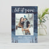 Blauwe Waterverf Laat het sneeuwkerstmis Feestdagenkaart (Staand voorkant)