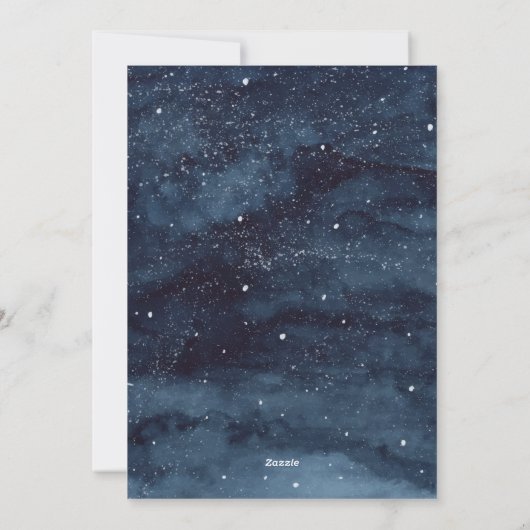 Blauwe Waterverf Laat het sneeuwkerstmis Feestdagenkaart (Achterkant)