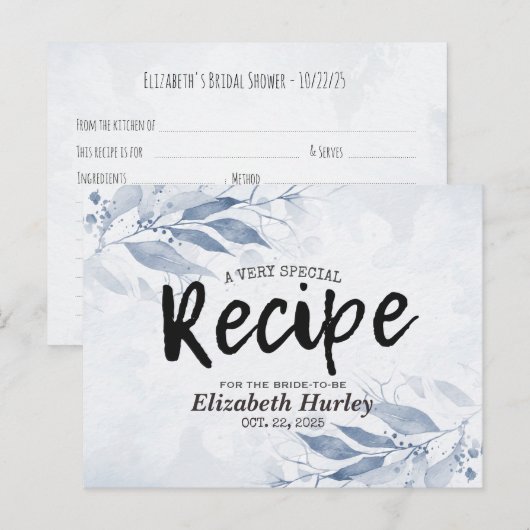 Blauwe Waterverf laat modern Vrijgezellenfeest ont Uitnodiging Briefkaart (Voorkant / Achterkant)