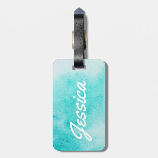 Blauwe Waterverf Land Ho! Navy Anchor Cruiser Bagagelabel (Achterkant verticaal)