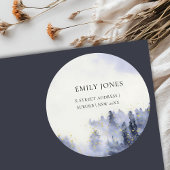 BLAUWE WATERVERF LANDSCAPE TREE FOLIAGE ADRES RONDE STICKER