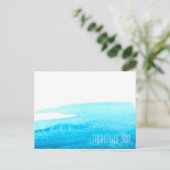 Blauwe waterverf langs de oceaan briefkaart (Staand voorkant)