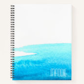 Blauwe waterverf langs de oceaan notitieboek (Voorkant)
