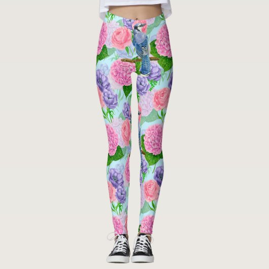 Blauwe waterverf leggings (Voorkant)