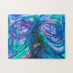 Blauwe Waterverf Legpuzzel