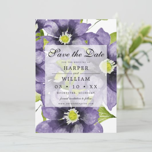 Blauwe waterverf lentbloemen, behalve de datumkaar kaart (Staand voorkant)