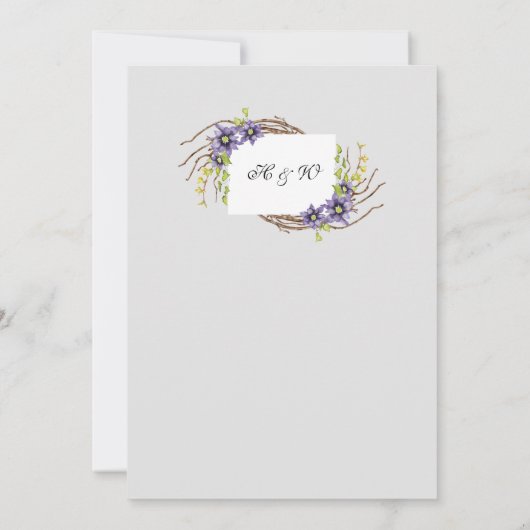 Blauwe waterverf lentbloemen, behalve de datumkaar kaart (Achterkant)