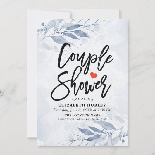 Blauwe Waterverf leve Couple Shower Wedding Shower Kaart (Voorkant)