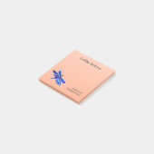 Blauwe Waterverf libel gepersonaliseerd Sinaasappe Post-it® Notes (Schuin)