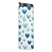 BLAUWE WATERVERF LIEFDE VALENTIJN HARTEN THERMOSBEKER (Geroteerd rechts)