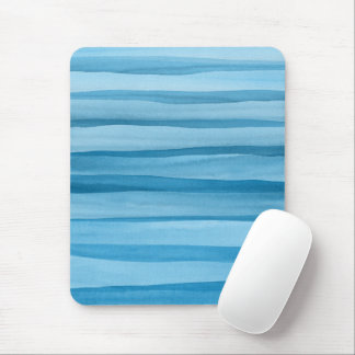 Blauwe Waterverf Lijnen Abstract Patroon Muismat