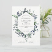 Blauwe Waterverf Lijst | Bruiloft Kaart (Staand voorkant)