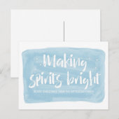 Blauwe Waterverf maakt spirits helder holiday Feestdagenkaart (Voorkant / Achterkant)