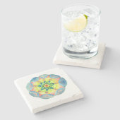 Blauwe Waterverf Mandala Marmeren Steen Onderzette Stenen Onderzetter (Zijkant)