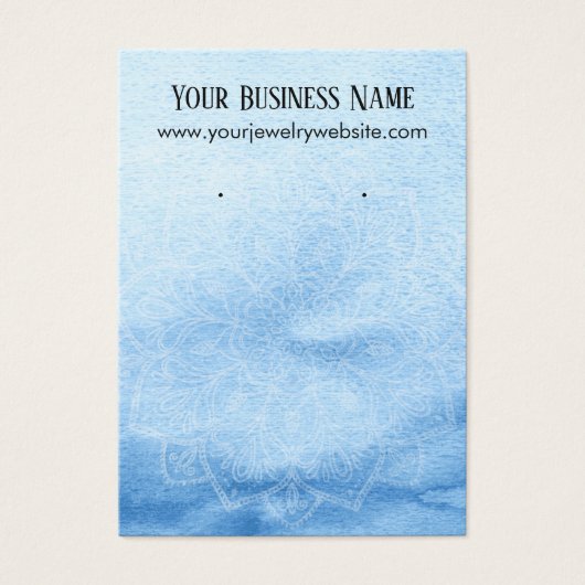 Blauwe Waterverf Mandala met Kaarten voor beeldsch Visitekaartje (Voorkant)