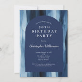 Blauwe Waterverf Mannen moderne boog 50e verjaarda Kaart (Voorkant)