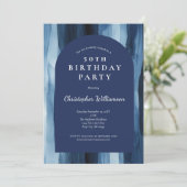 Blauwe Waterverf Mannen moderne boog 50e verjaarda Kaart (Staand voorkant)