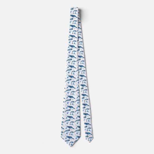 Blauwe Waterverf Mariene Dieren | Necktie Stropdas (Voorkant)