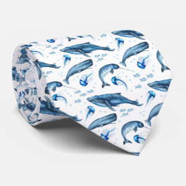 Blauwe Waterverf Mariene Dieren | Necktie Stropdas