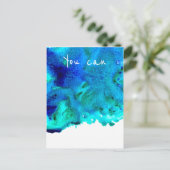 Blauwe waterverf marmer abstract U kunt citeren Briefkaart (Staand voorkant)