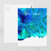 Blauwe waterverf marmer abstract U kunt citeren Briefkaart (Voorkant / Achterkant)