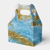 Blauwe Waterverf marmer en goudolie Bedankdoosjes (Achterkant)