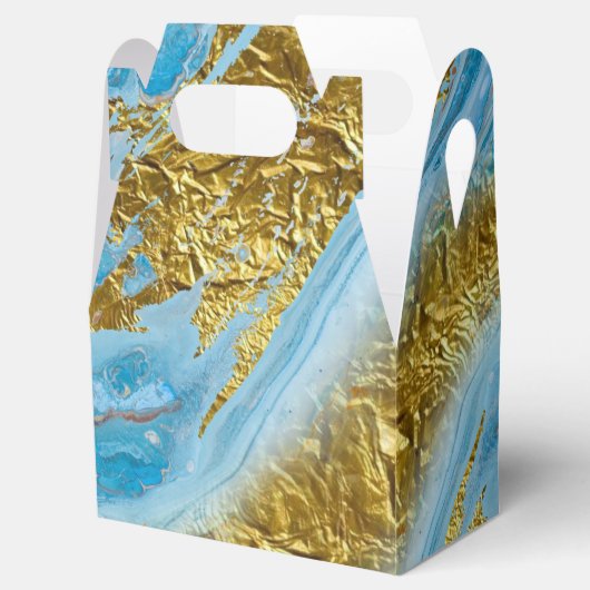 Blauwe Waterverf marmer en goudolie Bedankdoosjes (Geopend)