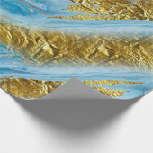 Blauwe Waterverf marmer en goudolie Cadeaupapier (Hoek)