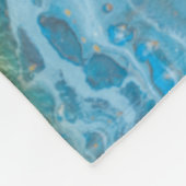 Blauwe Waterverf marmer en goudolie Fleece Deken (Hoek)