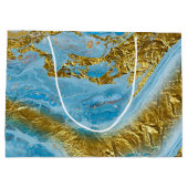 Blauwe Waterverf marmer en goudolie Groot Cadeauzakje (Achterkant)