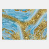 Blauwe Waterverf marmer en goudolie Inpakpapier Vel (Voorkant 2)