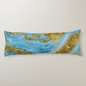 Blauwe Waterverf marmer en goudolie Lichaamskussen (Achterkant)