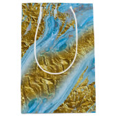 Blauwe Waterverf marmer en goudolie Medium Cadeauzakje (Voorkant)