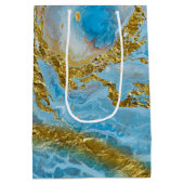 Blauwe Waterverf marmer en goudolie Medium Cadeauzakje (Achterkant)
