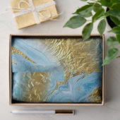 Blauwe Waterverf marmer en goudolie Tissuepapier (Geschenk)