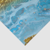 Blauwe Waterverf marmer en goudolie Tissuepapier (Detail)