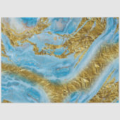 Blauwe Waterverf marmer en goudolie Tissuepapier (Voorkant)