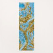 Blauwe Waterverf marmer en goudolie Yogamat (Voorkant)