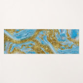 Blauwe Waterverf marmer en goudolie Yogamat (Voorkant (horizontaal))